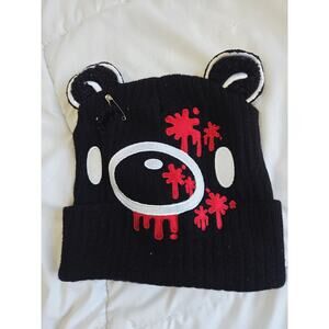 Black Gloomy Mori Chak Goth Emo Punk Bear Bloody Beanie Hoodie Safety Pin Ear
